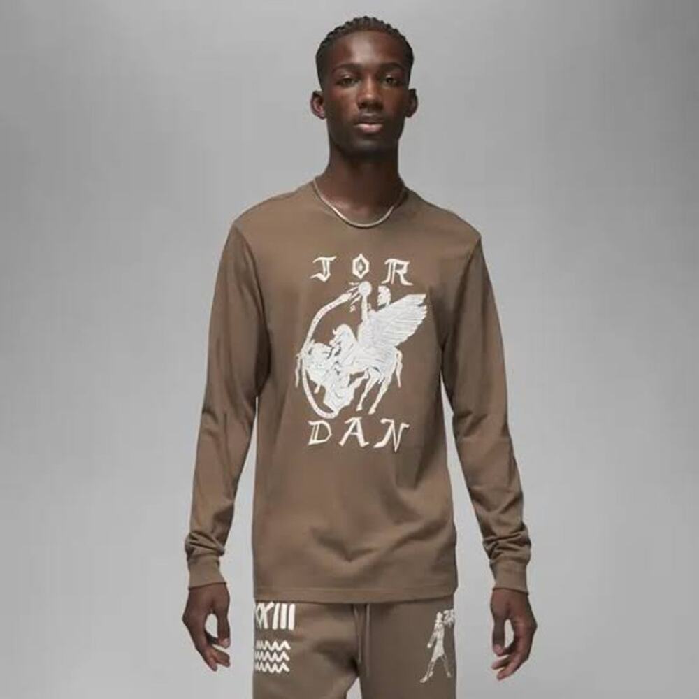 Jordan Mens Artist Series Umar Rashid Flight Long Sleeve Tee Roman Warrior Small
